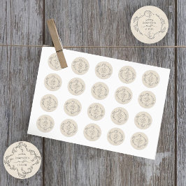 Vintage Minimalist Botanical Wedding Sticker Runt Klistermärke