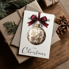 Vintage Minimalist Merry Christmas Ornament Julkort
