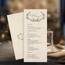 Vintage Minimalist Wedding Menu Card Program