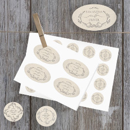 Vintage Minimalist Wedding Sticker Ovalt Klistermärke
