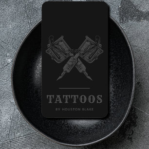 Vintage Minimalistisk svart, svartvit tattoartist Visitkort