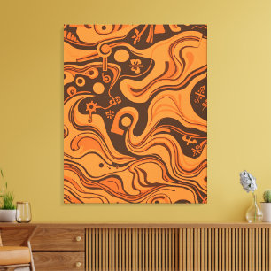 Vintage Minimalistiskt Psychedelic Mönster Canvastryck