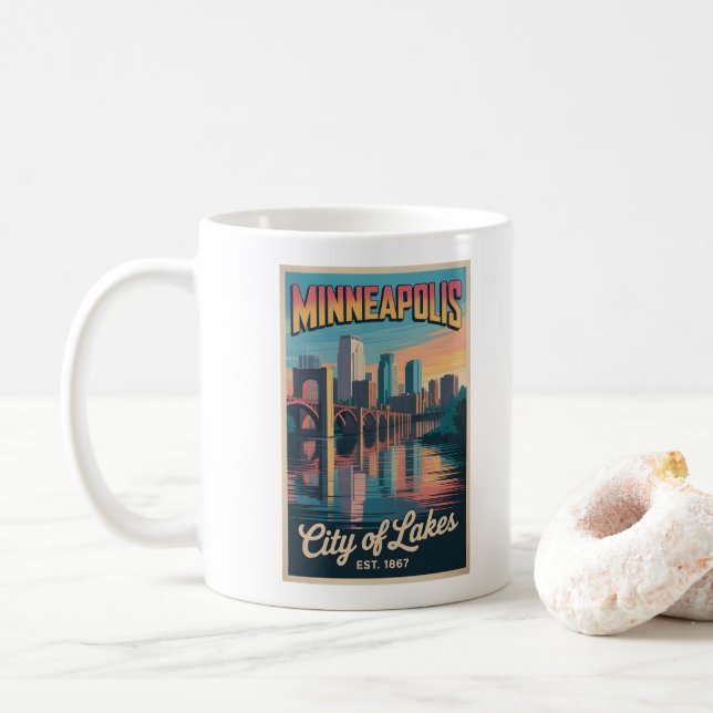 Vintage Minneapolis Minnesota Retro Resemålningaff Kaffemugg (Med munk)