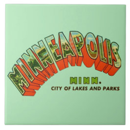 Vintage Minneapolis Postcard Tile Kakelplatta