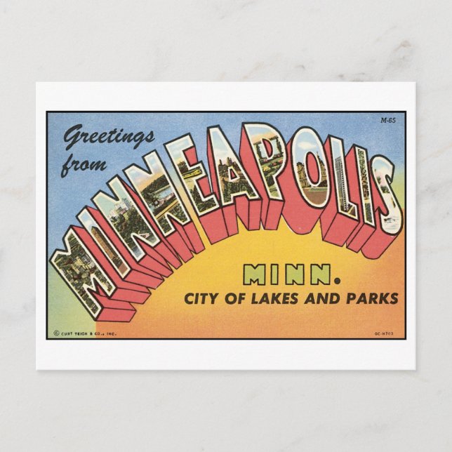 Vintage Minneapolis vykort (Framsida)