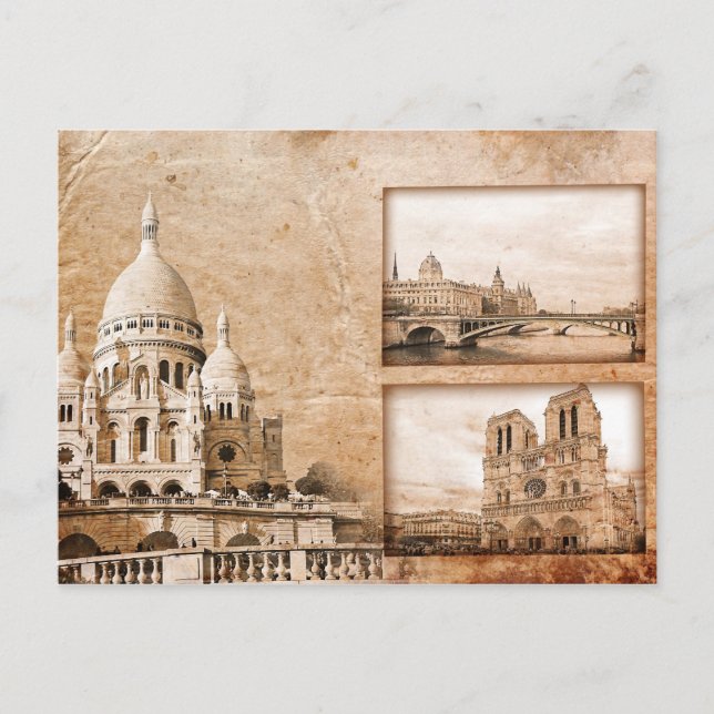 Vintage Minnen av Paris vykort (Framsida)