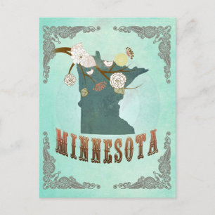 Vintage Minnesota, Karta - Turquise Blue Vykort