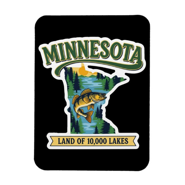 Vintage Minnesota Land of 10000 Lakes Map Magnet (Vertikal)