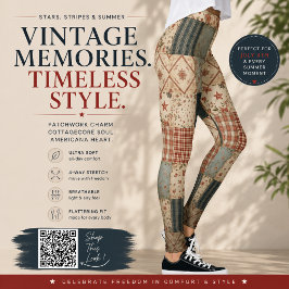 Vintage Minnesquilt Patchwork Cottagecore Teal Leggings