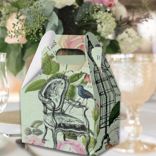 Vintage Mint Fransk Rosa ros Paris Party Presentaskar