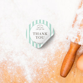 Vintage Mint Grönt Stripe Bakery Logotyp Tack Runt Klistermärke