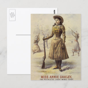 Vintage Miss Annie Oakley, Western Cowgirl Vykort