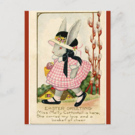Vintage Miss Molly Cottontail Påsk Önskemål Vykort