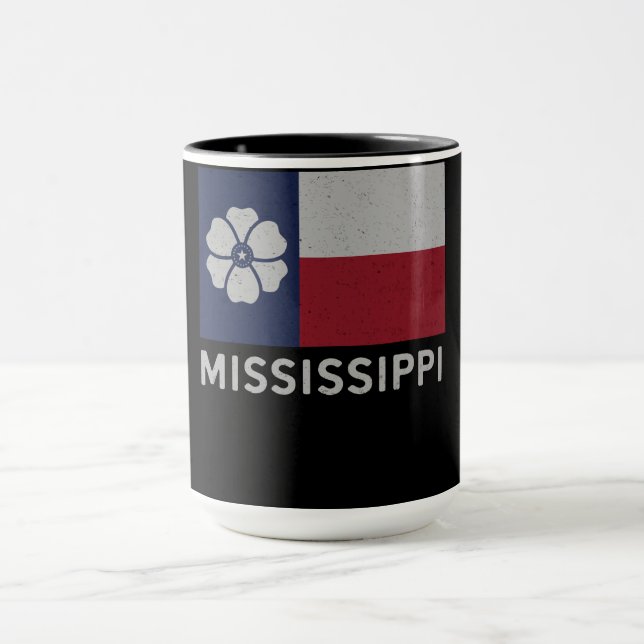 Vintage Mississippi Magnolia Statlig flagga Mugg (Center)