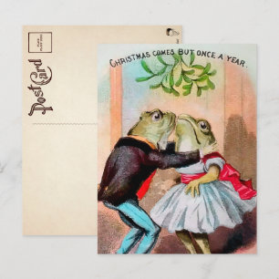 Vintage Mistletoe Frogs julkort Vykort