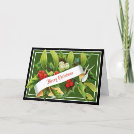 Vintage Mistletoe och Holly-julkort Helgkort