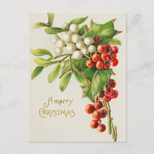 Vintage Mistletoe Vykort (Framsida)