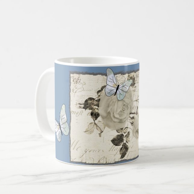 Vintage mit Schmetterlingen Kaffemugg (Framsida vänster)