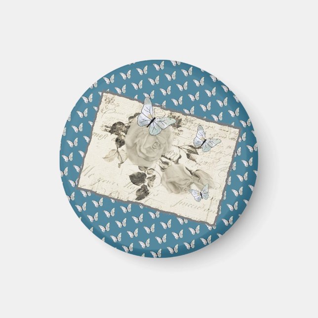 Vintage mit Schmetterlingen Magnet (Framsidan)