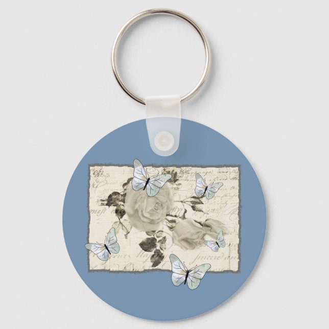 Vintage mit Schmetterlingen Nyckelring (Framsida)
