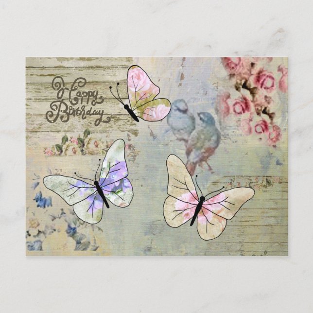 Vintage mit Schmetterlingen Vykort (Framsida)