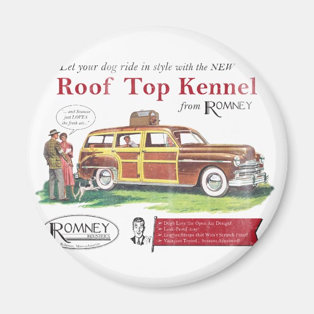 Vintage Mitt Romney Hund Retro Ad Magnet (Framsidan)