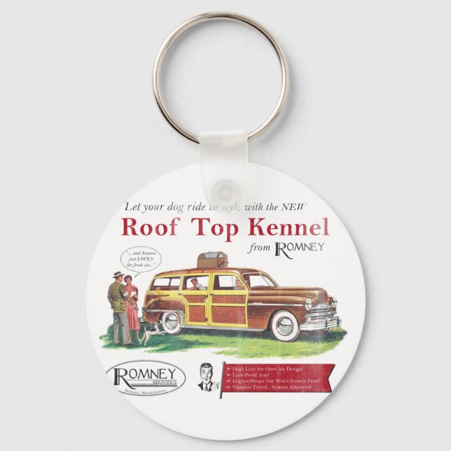 Vintage Mitt Romney Hund Retro Ad Nyckelring (Framsida)