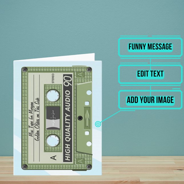 Vintage Mixtape Cassette Birthday Kort (You can still send a mixtape today with this funny card. )