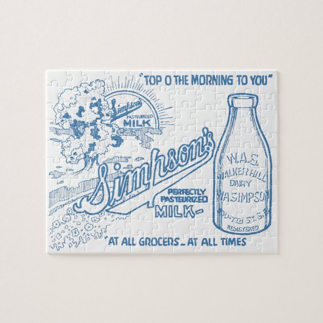 Vintage Mjölk Annons Pussel (Horisontell)