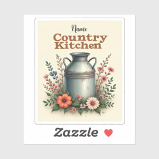 Vintage Mjölk kan sätta Blommigt och stoppa Lakan Klistermärken