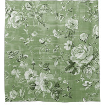 Vintage Mjuk Grön Boho Duschdraperi