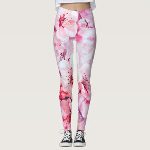 Vintage Mjuk Rosa Petal Blommar Leggings