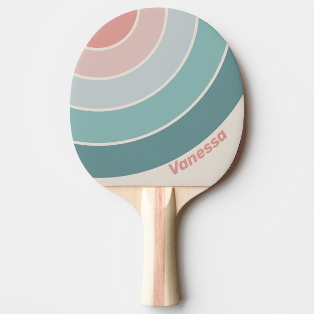 Vintage Mjuk Sjöskal Cirkel Randig med Namn Pingisracket (Framsidan)