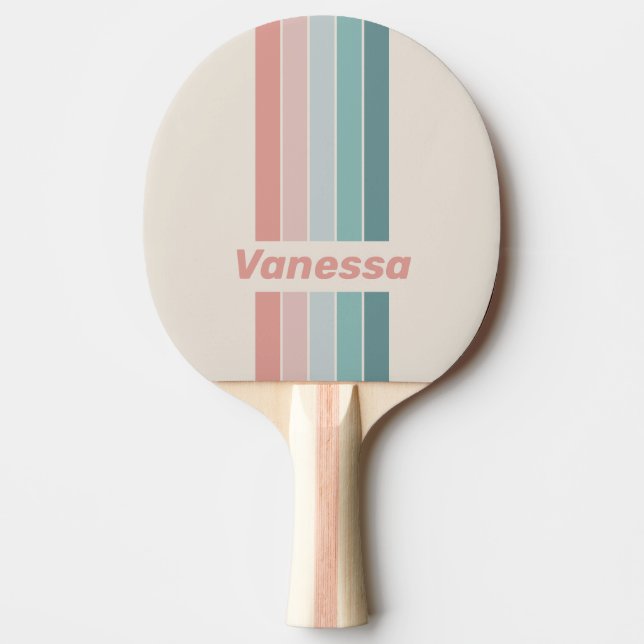 Vintage Mjukt Sjöskal Spänne Randigt med Namn Pingisracket (Framsidan)