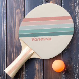 Vintage Mjukt Skaligt Randigt med Namn Pingisracket