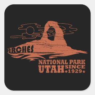 Vintage Moab - Utah - Nationalpark - Arches Fyrkantigt Klistermärke