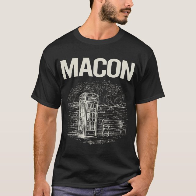 Vintage Mobil Booth Macon T Shirt (Framsida)
