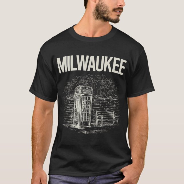 Vintage Mobil Booth Milwaukee T Shirt (Framsida)