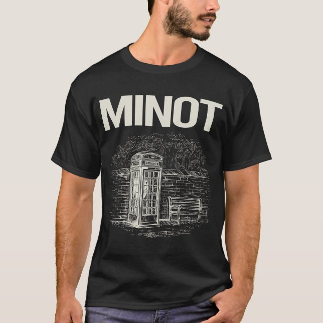 Vintage Mobil Booth Minot T Shirt (Framsida)