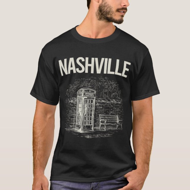 Vintage Mobil Booth Nashville T Shirt (Framsida)