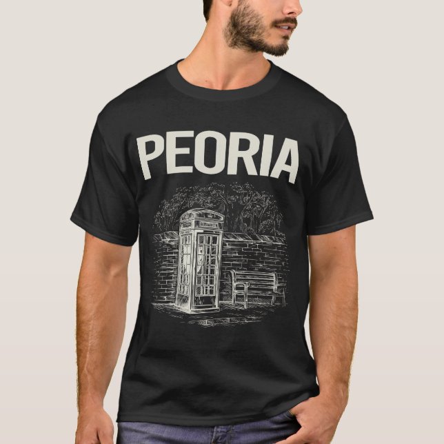 Vintage Mobil Booth Peoria T Shirt (Framsida)