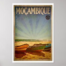 Vintage Moçambique Beach Travel Poster