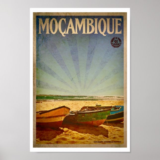 Vintage Moçambique Beach Travel Poster (Framsidan)