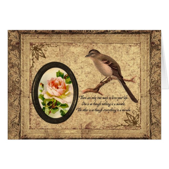 Vintage Mockingbird Hälsningskort (Framsidan Horizontal)
