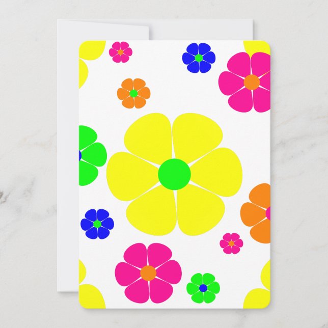 vintage mod blommigt groovy inbjudningar (Framsida)