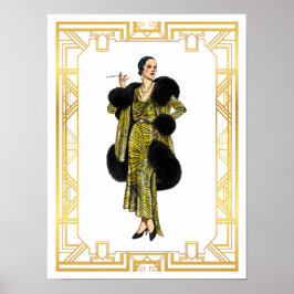 Vintage Mode 20-talet: Kapstaden Flapper Päls Poster