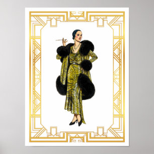Vintage Mode 20-talet: Kapstaden Flapper Päls Poster