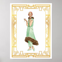 Vintage Mode 20-talets Flapper Pant Dress Art