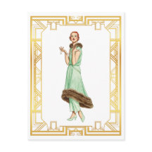 Vintage Mode 20-talets Flapper Pant Dress Art