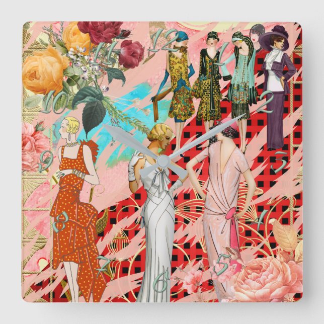 Vintage Mode akrylväggslås Fyrkantig Klocka (Framsida)